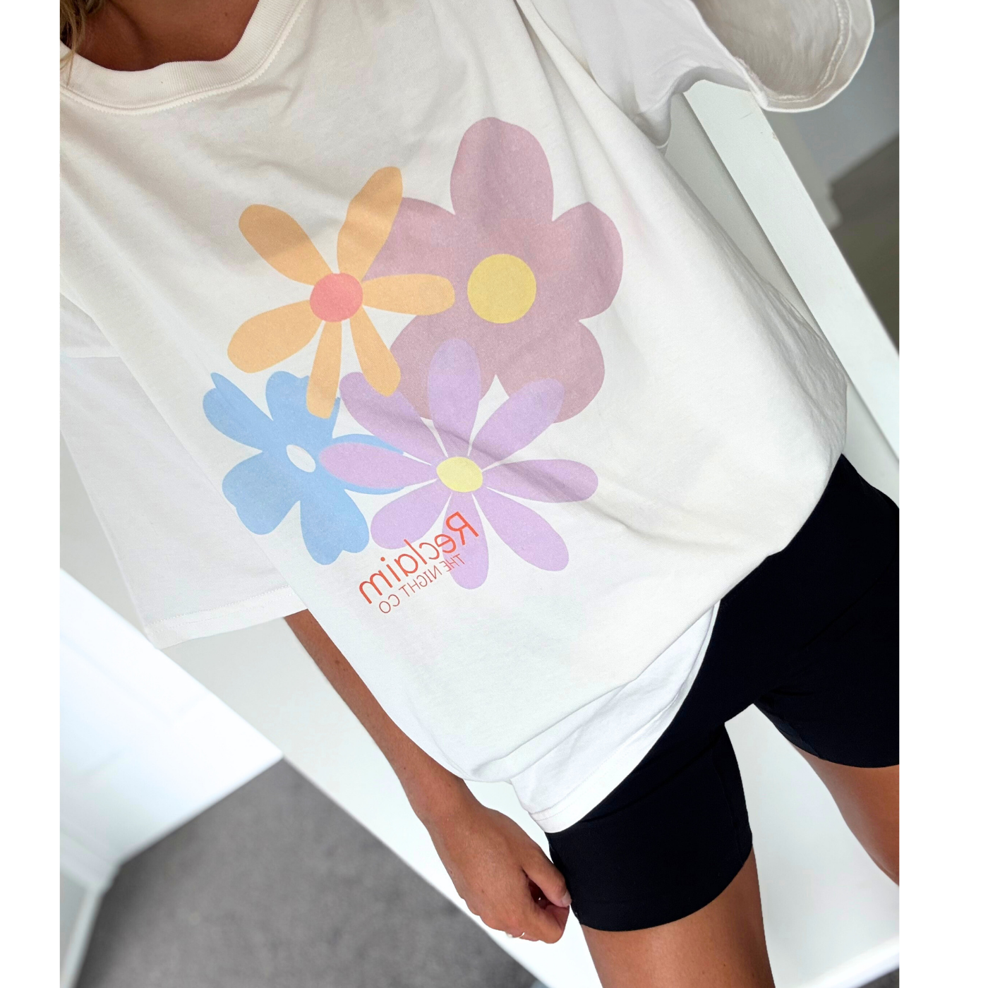 Reclaim The Night Co, Unisex Oversized 'Flower' T-Shirt, 250 GSM