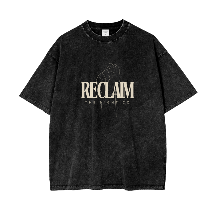 Reclaim The Night Co, Unisex Acid Wash Oversized 'Activist' T-Shirt, 250 GSM