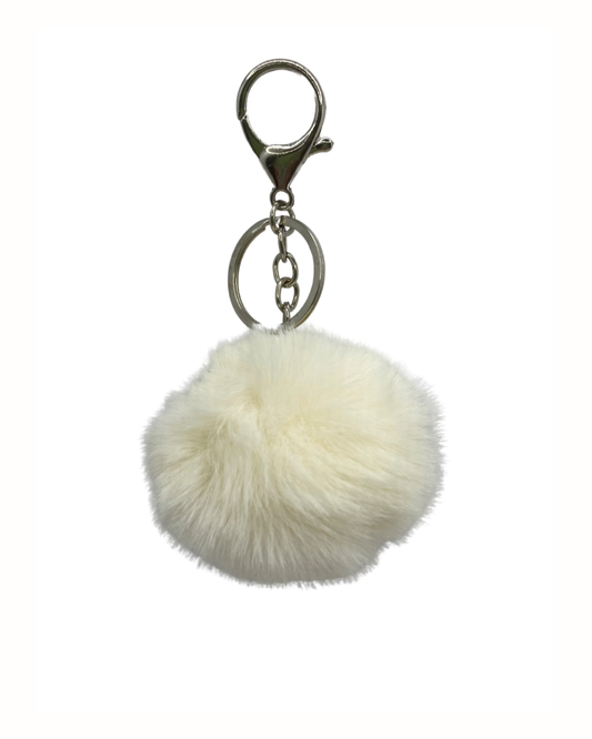 Pom Pom Keychain - White