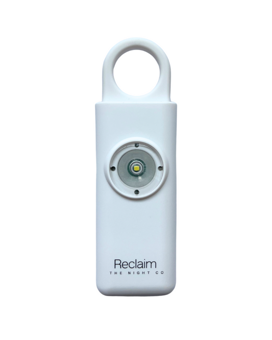 Personal Safety 130db Alarm, White, Rechargeable, LED torch