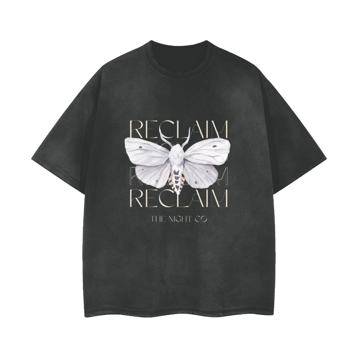 Reclaim The Night Co, Unisex Vintage Frayed Oversized 'Moth' T-Shirt, 250 GSM